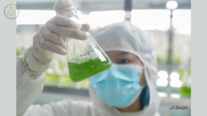 Advanced skincare formulation research showcasing luxury skincare ingredients in a controlled laboratory environment, highlighting high-end beauty products and luxury skincare USA standards.