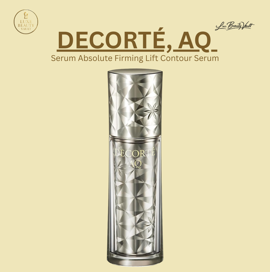 Decorté AQ Serum Absolute Firming Lift Contour Serum in luxurious silver faceted packaging, a high-performance Japanese firming serum designed to lift and sculpt facial contours, improve skin elasticity and density, and support youthful firmness, formulated with ADPA-Complex, Matrixyl 3000 peptides, botanical extracts, and advanced skin-strengthening technology for a toned, tightened, and redefined appearance.