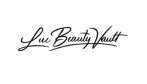 Lux Beauty Vault signature-style logo in elegant white cursive text on a dark background, representing a luxury beauty affiliate brand