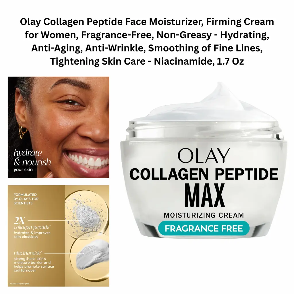 Olay Collagen Peptide Max fragrance-free face moisturizer with niacinamide, firming and hydrating anti-aging cream for women, 1.7 oz.